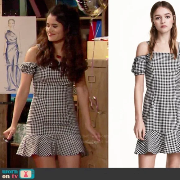 H&M Black + White Gingham Cold Shoulder Dress - Picture 6 of 15